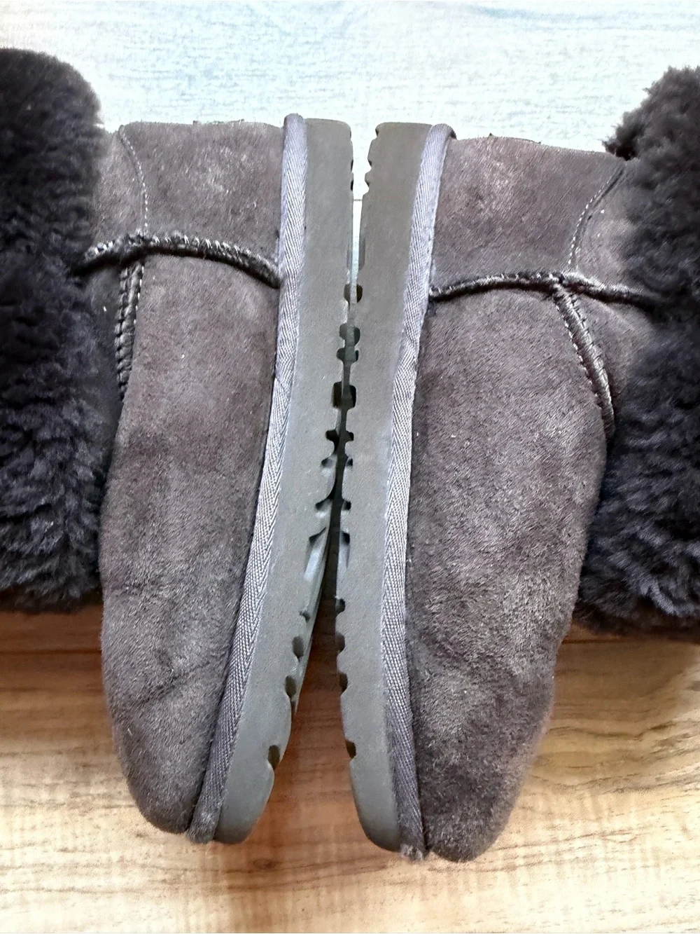 UGG Brown Suede Button-Accent Shearling Boots